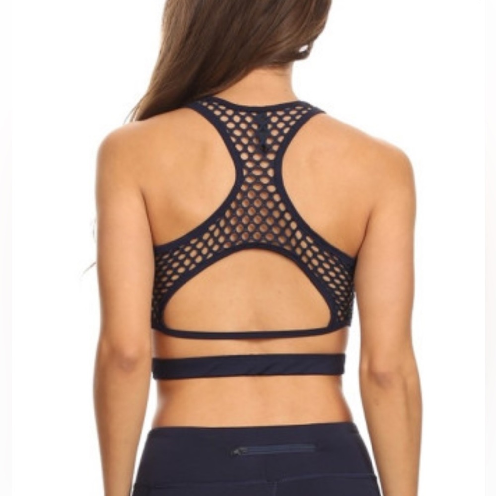 Navy Blue Sports Bra with Mesh Back